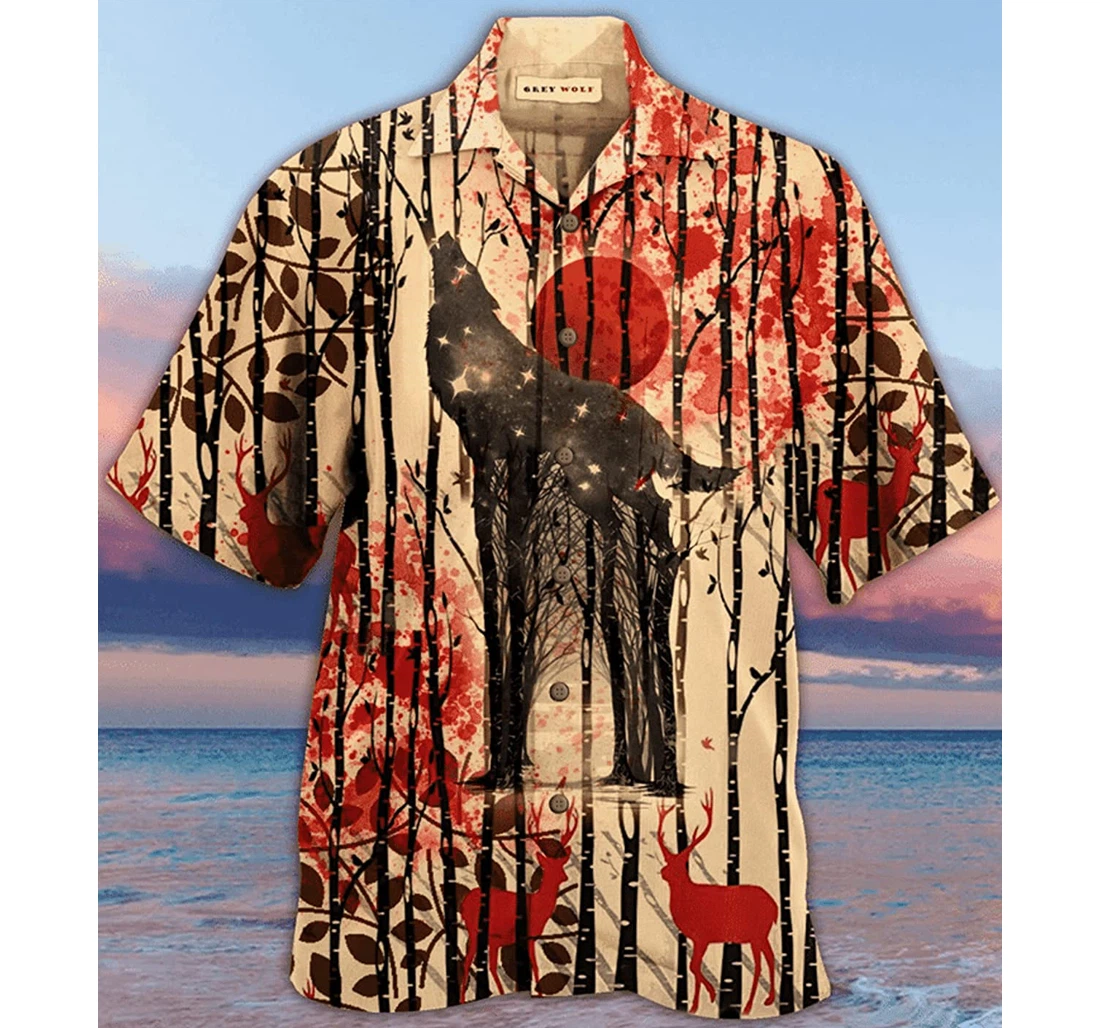 Christmas One Wolf Lives Beach Holiday, Pool Party, Lake, Camp, Luau Funny Included Hawaiian Shirt, Button Up Aloha Shirt For Men, Women