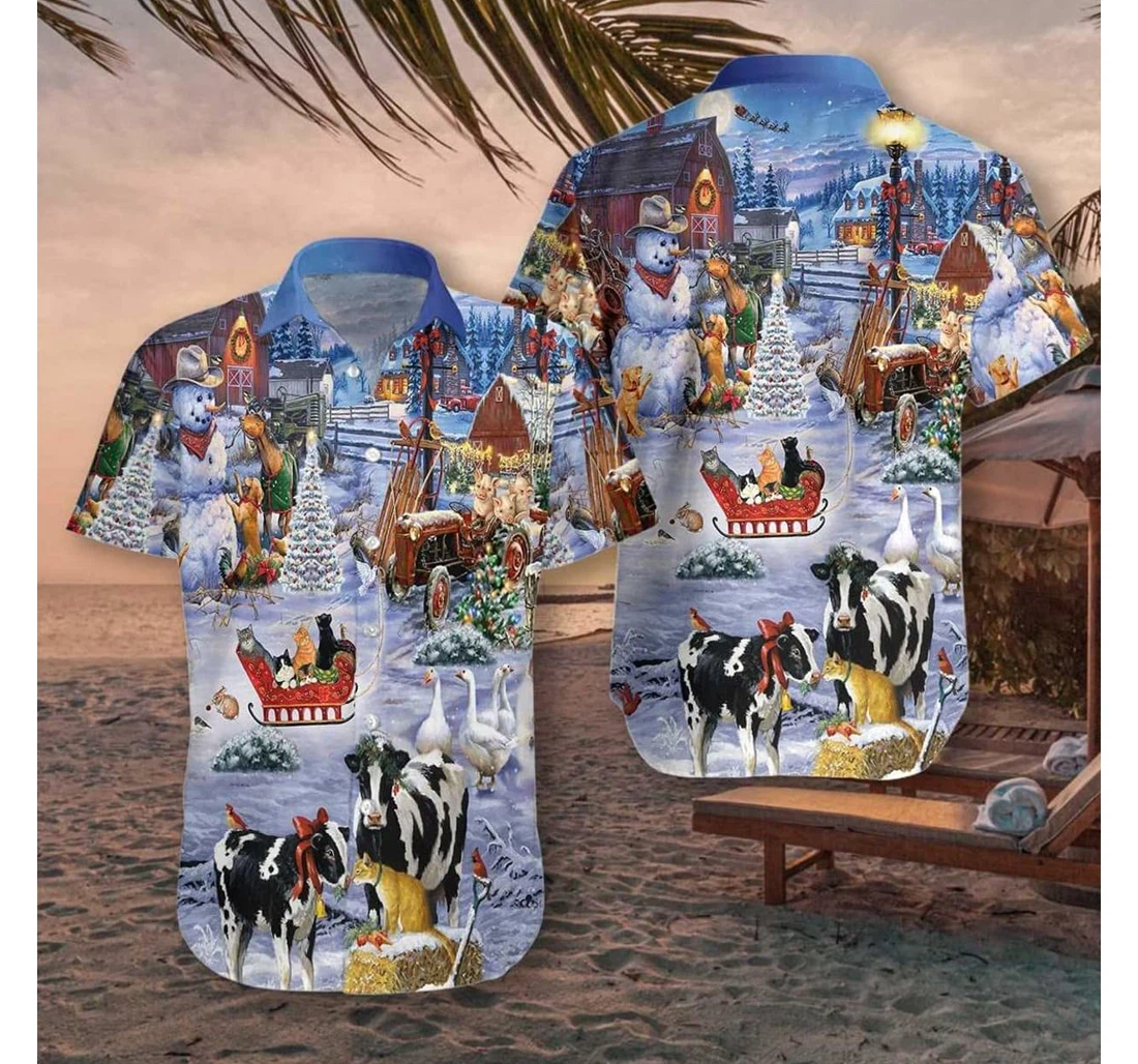 Christmas Beautiful Farm Snow Beach Holiday, Pool Party, Lake, Camp, Luau Funny Included Hawaiian Shirt, Button Up Aloha Shirt For Men, Women