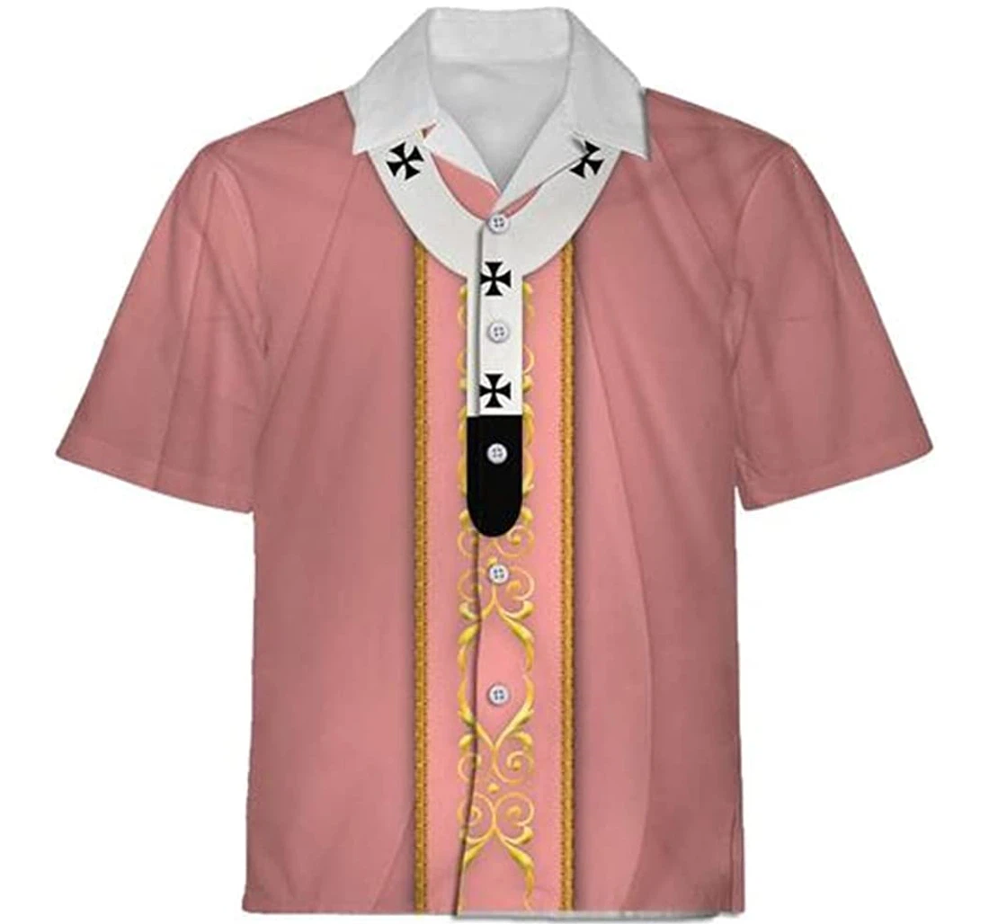 Rose Liturgical Vestment Beach Included Hawaiian Shirt, Button Up Aloha Shirt For Men, Women