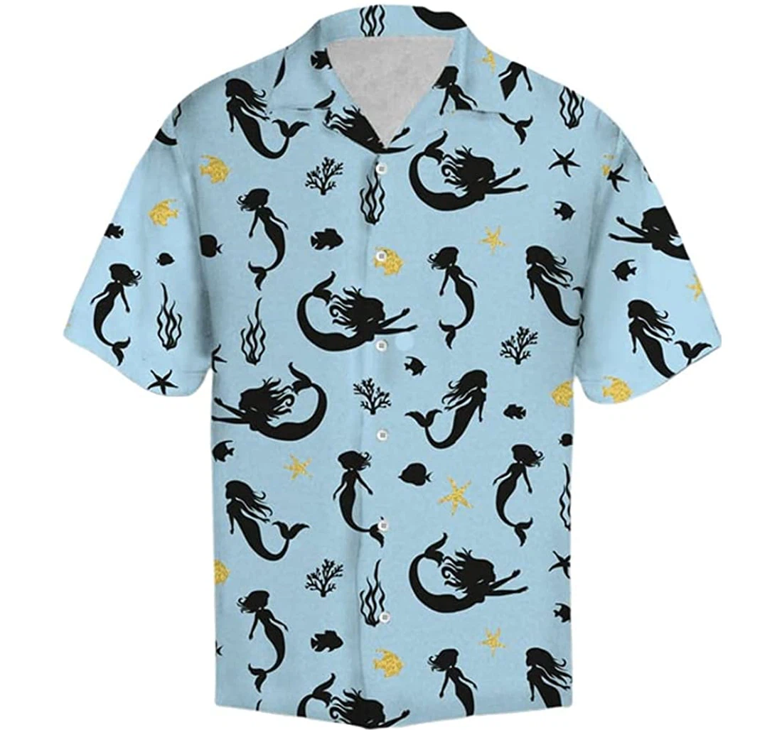 Mermaid Lover Ocean Stuff Pattern Beach Included Hawaiian Shirt, Button Up Aloha Shirt For Men, Women