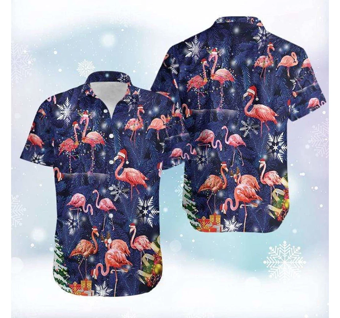 Christmas Flamingo Twinkle Beach Holiday, Pool Party, Lake, Camp, Luau Funny Included Hawaiian Shirt, Button Up Aloha Shirt For Men, Women