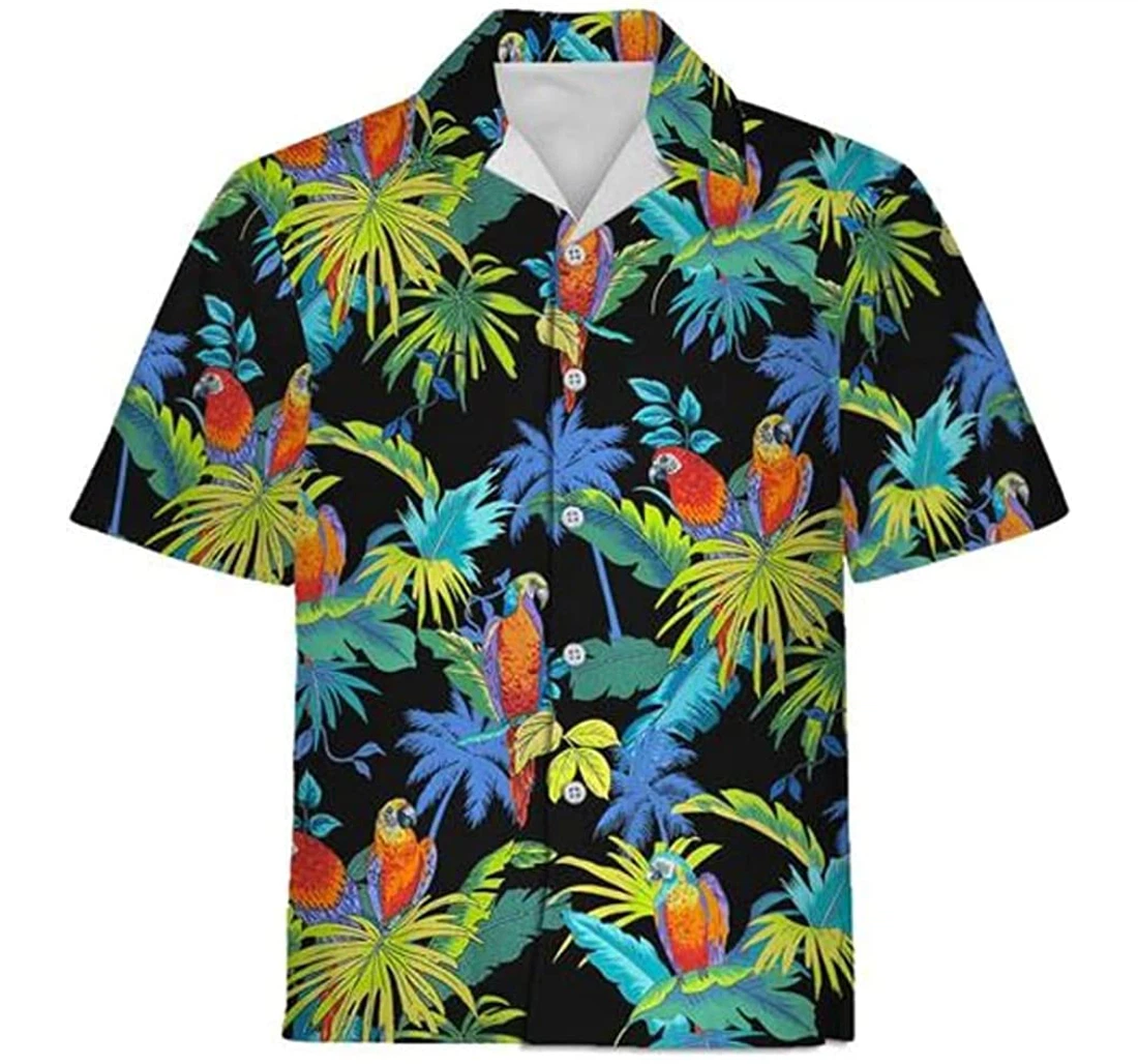 Max Payne's Signature Parrots Beach Included Hawaiian Shirt, Button Up Aloha Shirt For Men, Women