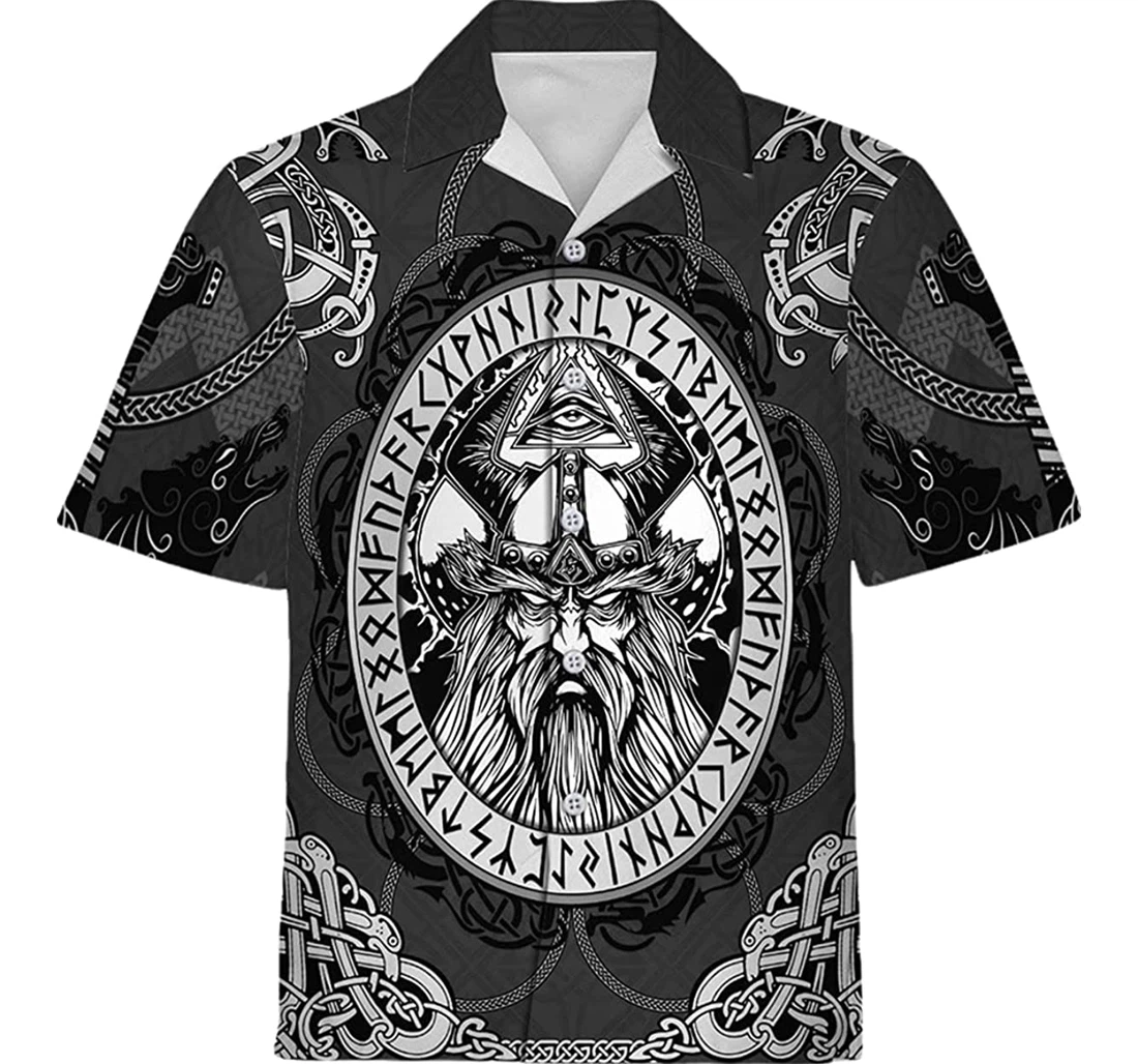 The Odin Black And White Beach Included Hawaiian Shirt, Button Up Aloha Shirt For Men, Women