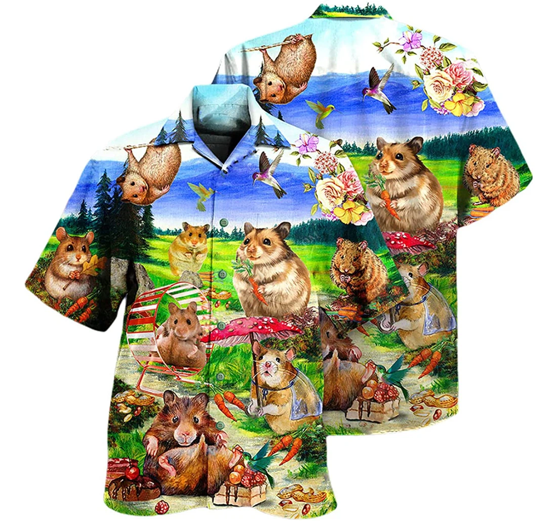 Animals Eating And Happy Animal Lover Beach Included Hawaiian Shirt, Button Up Aloha Shirt For Men, Women