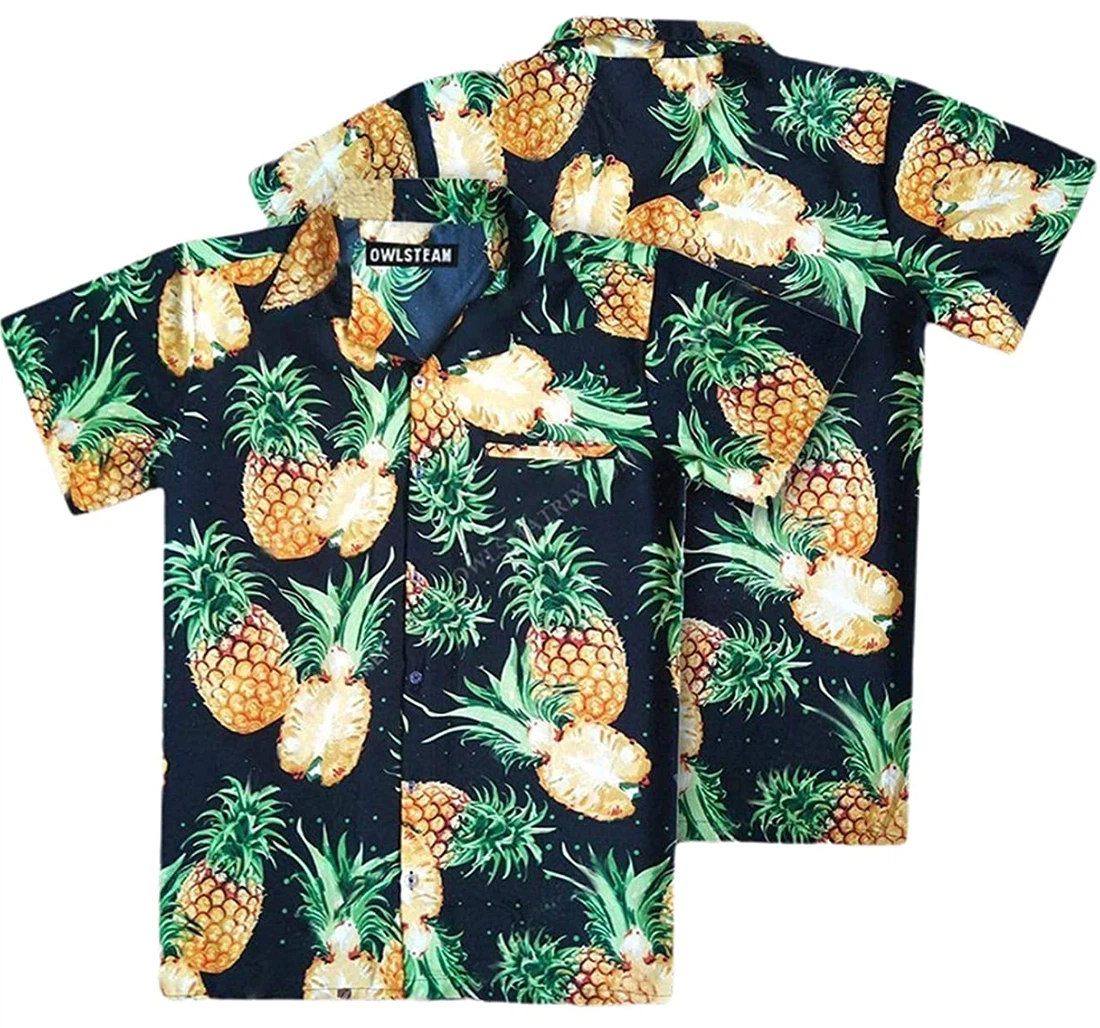 Fruit Pineapple Beach Included Hawaiian Shirt, Button Up Aloha Shirt For Men, Women