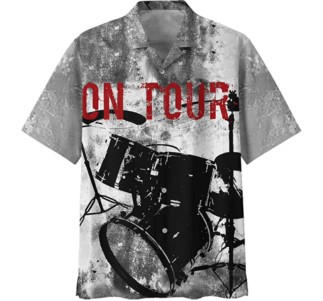 Drummer On Tour Beach Included Hawaiian Shirt, Button Up Aloha Shirt For Men, Women