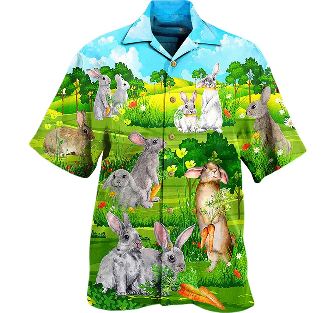 Rabbit Lover Animals Love Carrot Beach Included Hawaiian Shirt, Button Up Aloha Shirt For Men, Women