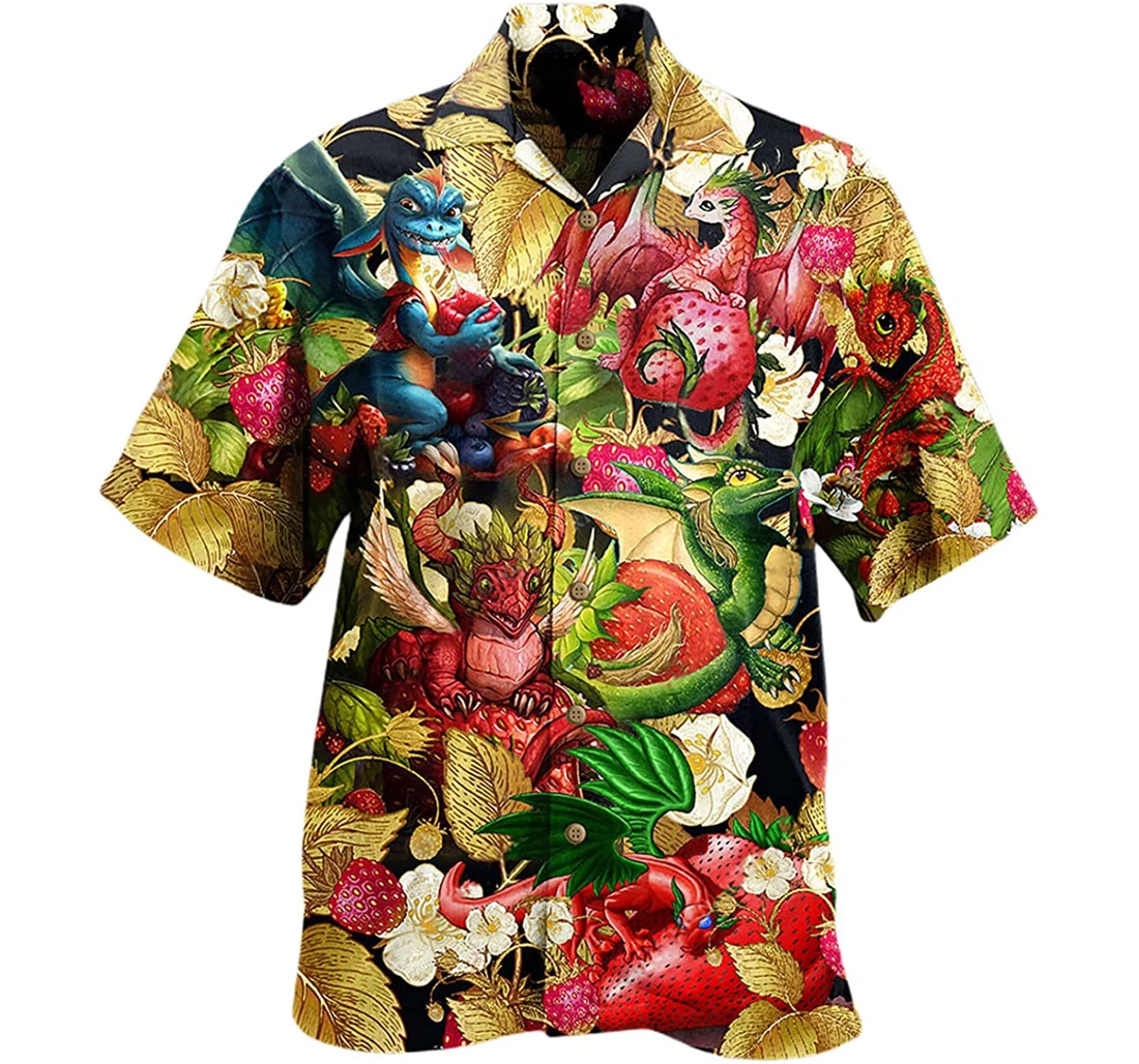 Dragon Fruit Strawberry Love Life Beach Included Hawaiian Shirt, Button Up Aloha Shirt For Men, Women