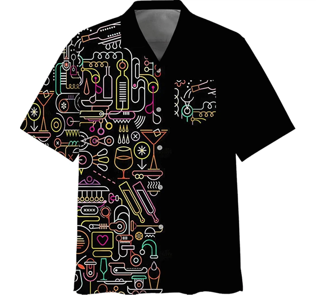 Cocktail Wine Lover Pattern Beautiful Beach Included Hawaiian Shirt, Button Up Aloha Shirt For Men, Women