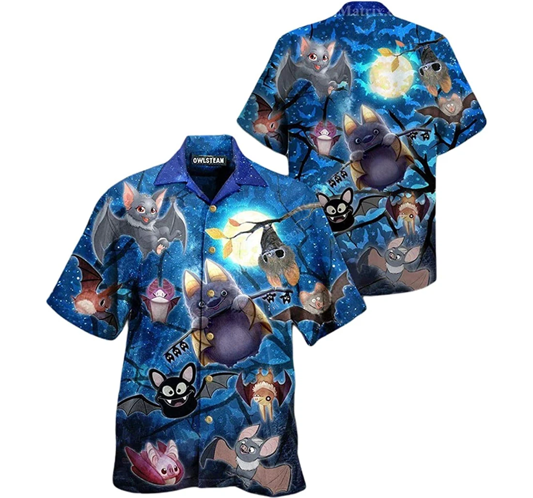 Animals Cute Bats Of The Night Beach Included Hawaiian Shirt, Button Up Aloha Shirt For Men, Women