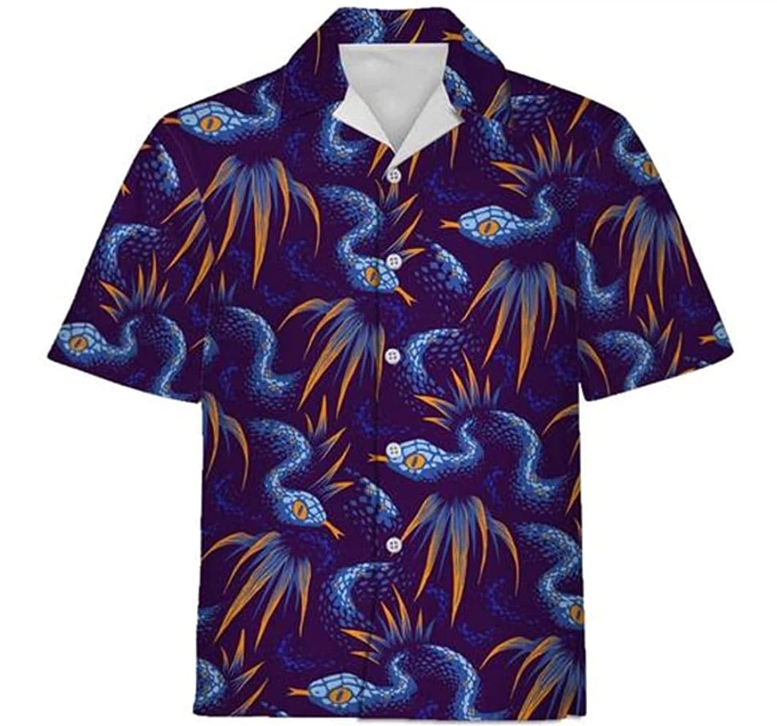 Amazing Blue Snake Beach Included Hawaiian Shirt, Button Up Aloha Shirt For Men, Women