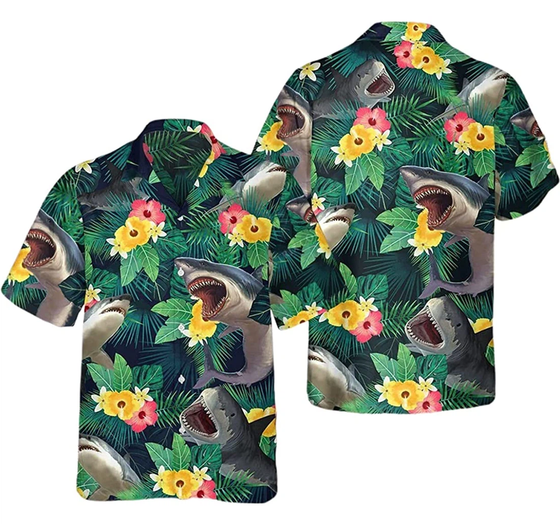 Shark Vibes Beach Included Hawaiian Shirt, Button Up Aloha Shirt For Men, Women