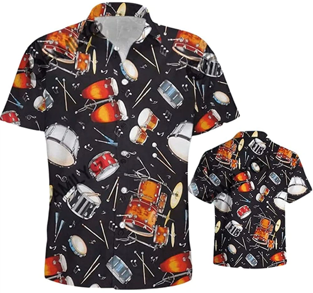 Drum Retro Lover Beach Included Hawaiian Shirt, Button Up Aloha Shirt For Men, Women