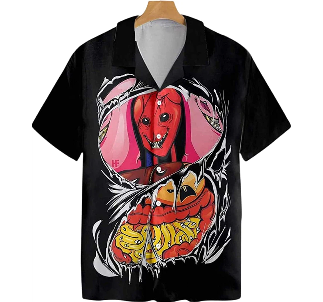 Halloween Horror Human Guts Beach Included Hawaiian Shirt, Button Up Aloha Shirt For Men, Women