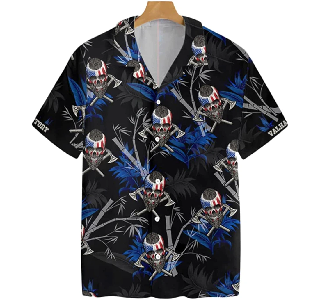 Victory Or Valhalla Viking Black Beach Included Hawaiian Shirt, Button Up Aloha Shirt For Men, Women
