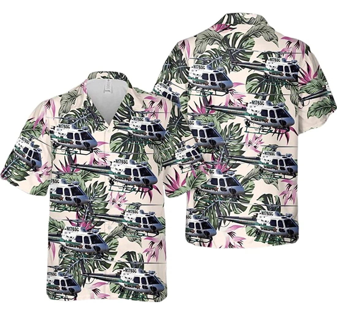 Seminole County Sheriff Leaf Pattern Beach Included Hawaiian Shirt, Button Up Aloha Shirt For Men, Women