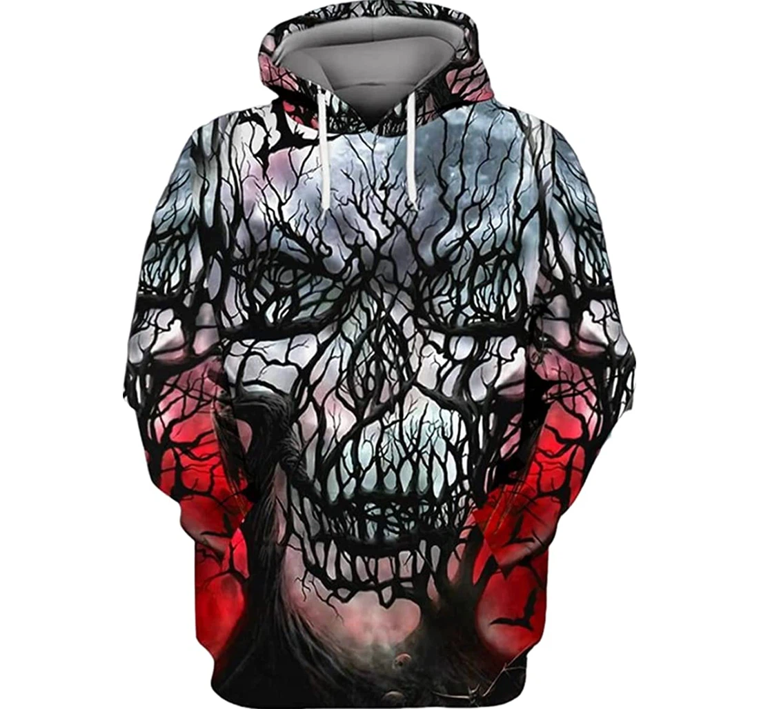 Halloween Skull Tree Horror - 3D Printed Pullover Hoodie