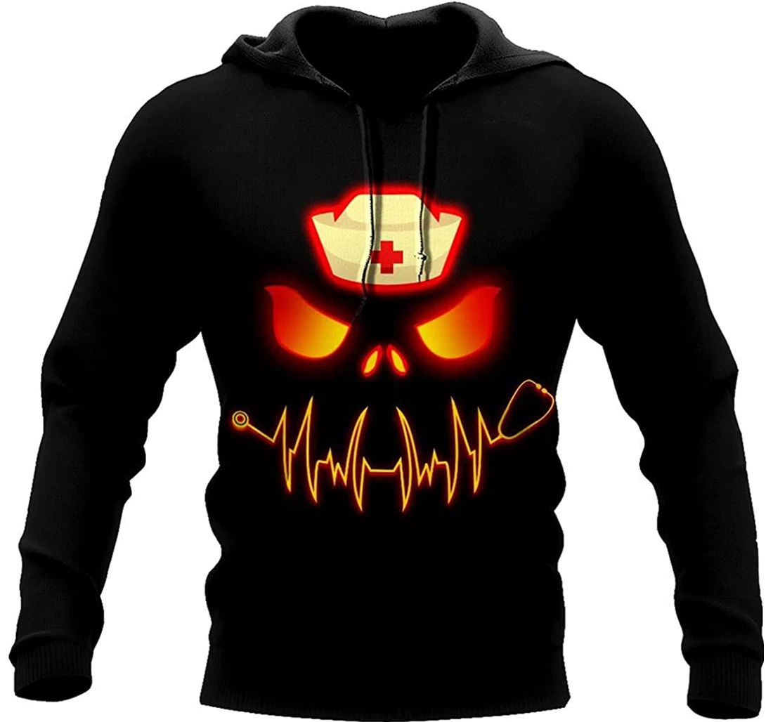 Halloween Nurse Pumpkin - 3D Printed Pullover Hoodie