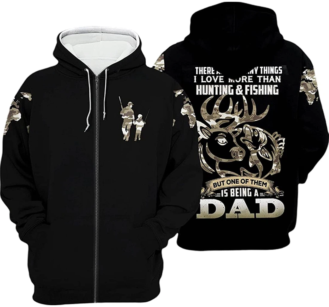 Father's Day Fishing Hunting Being A Dad - 3D Printed Pullover Hoodie