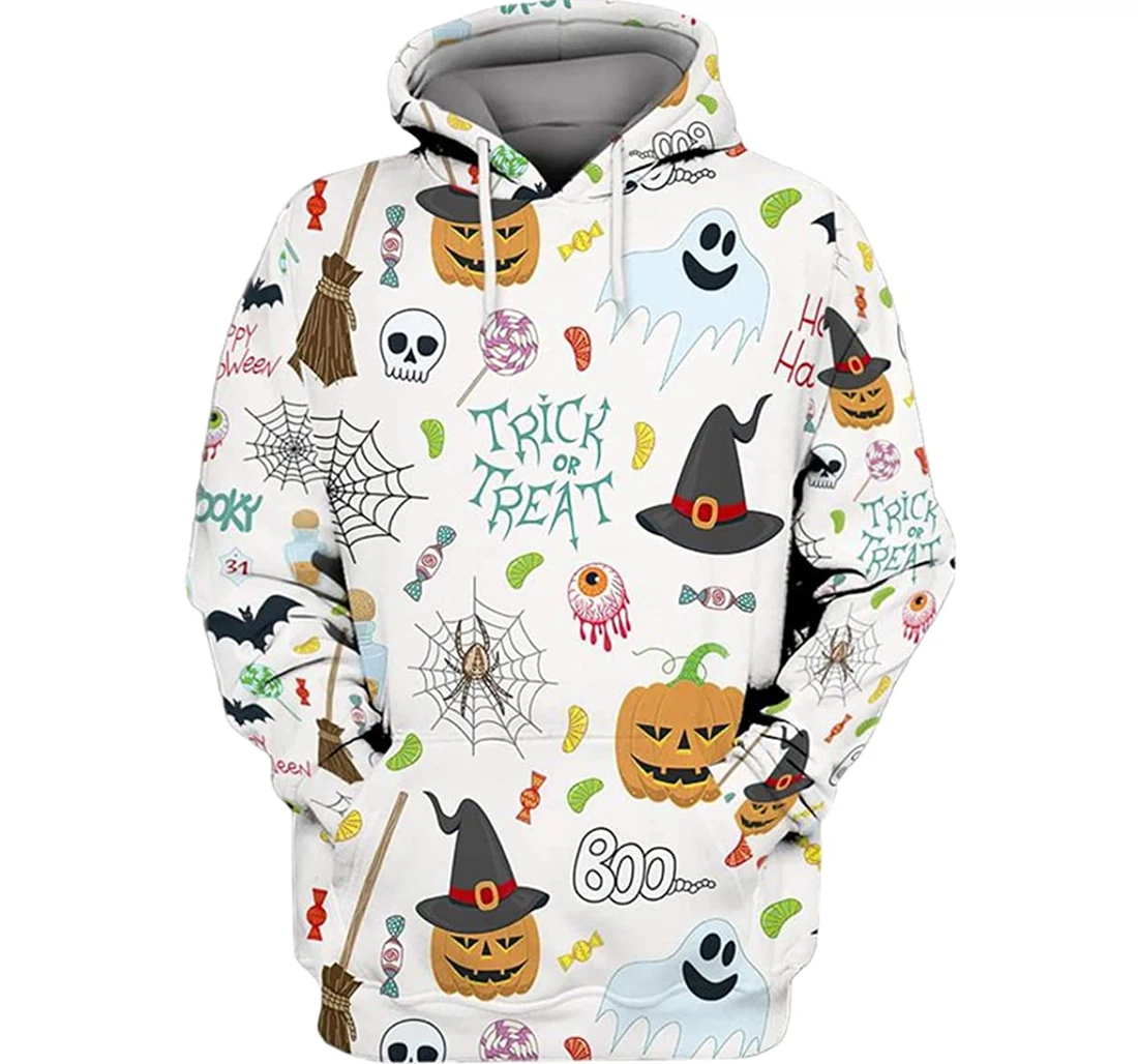 Halloween Witch Pumpkin Ghost Trick Or Treat Pattern - 3D Printed Pullover Hoodie