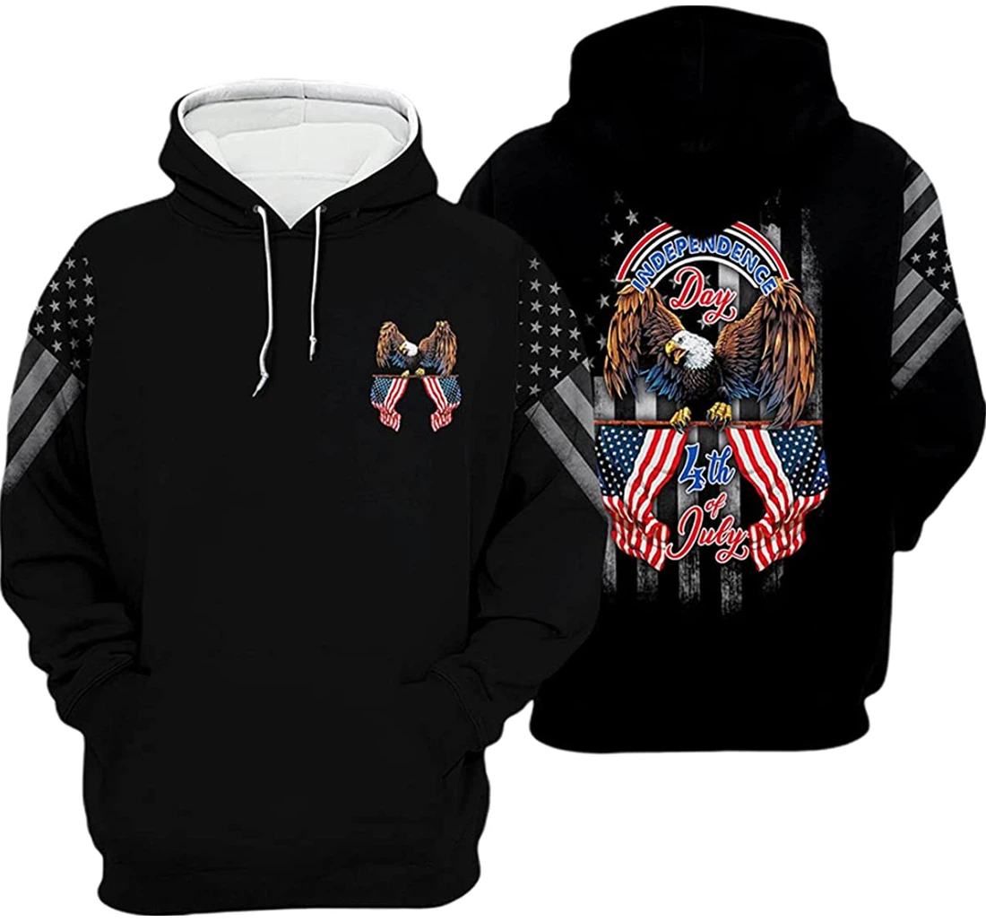 Personalized American Eagle Independence Day 4th Of July - 3D Printed Pullover Hoodie