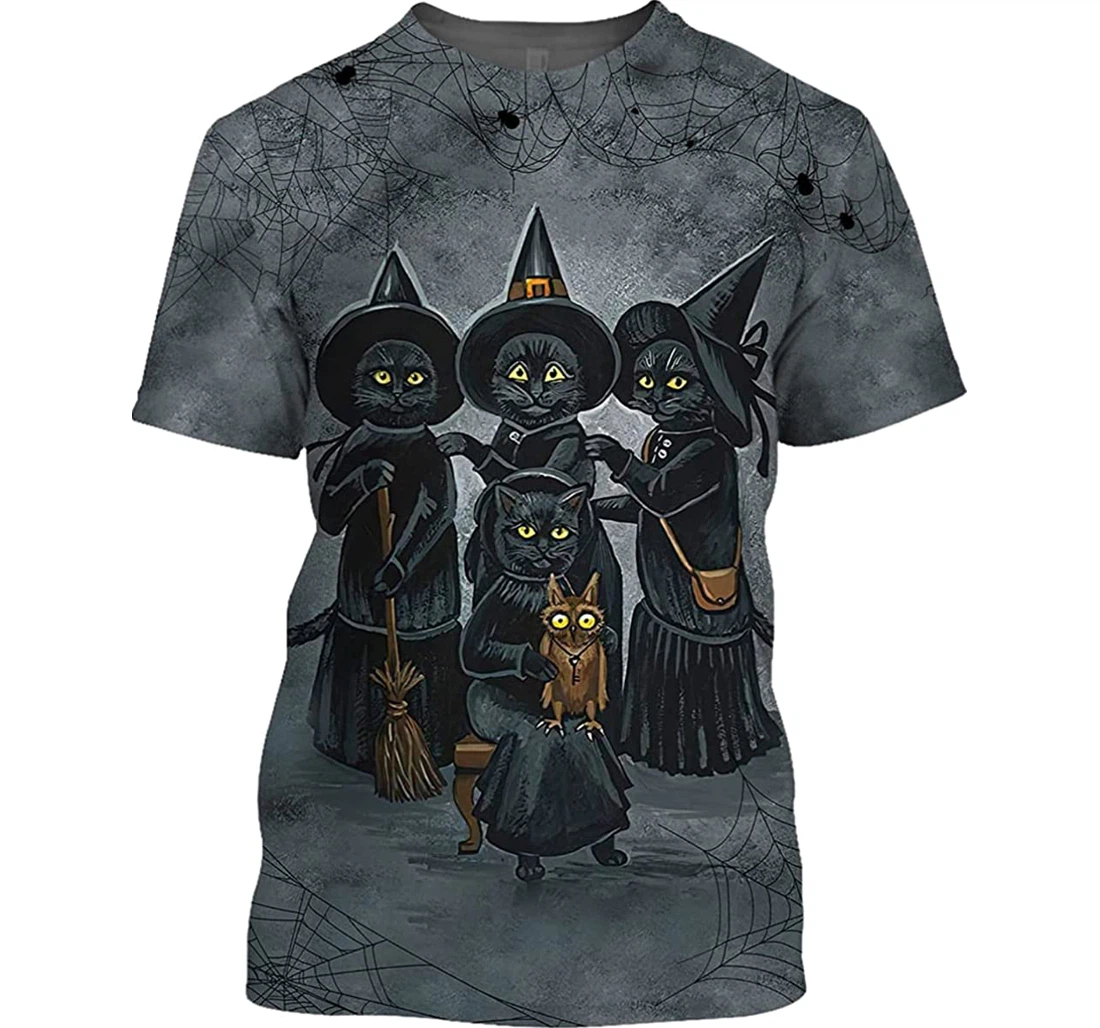 Halloween Cats Witches Family - 3D Printed Pullover Hoodie