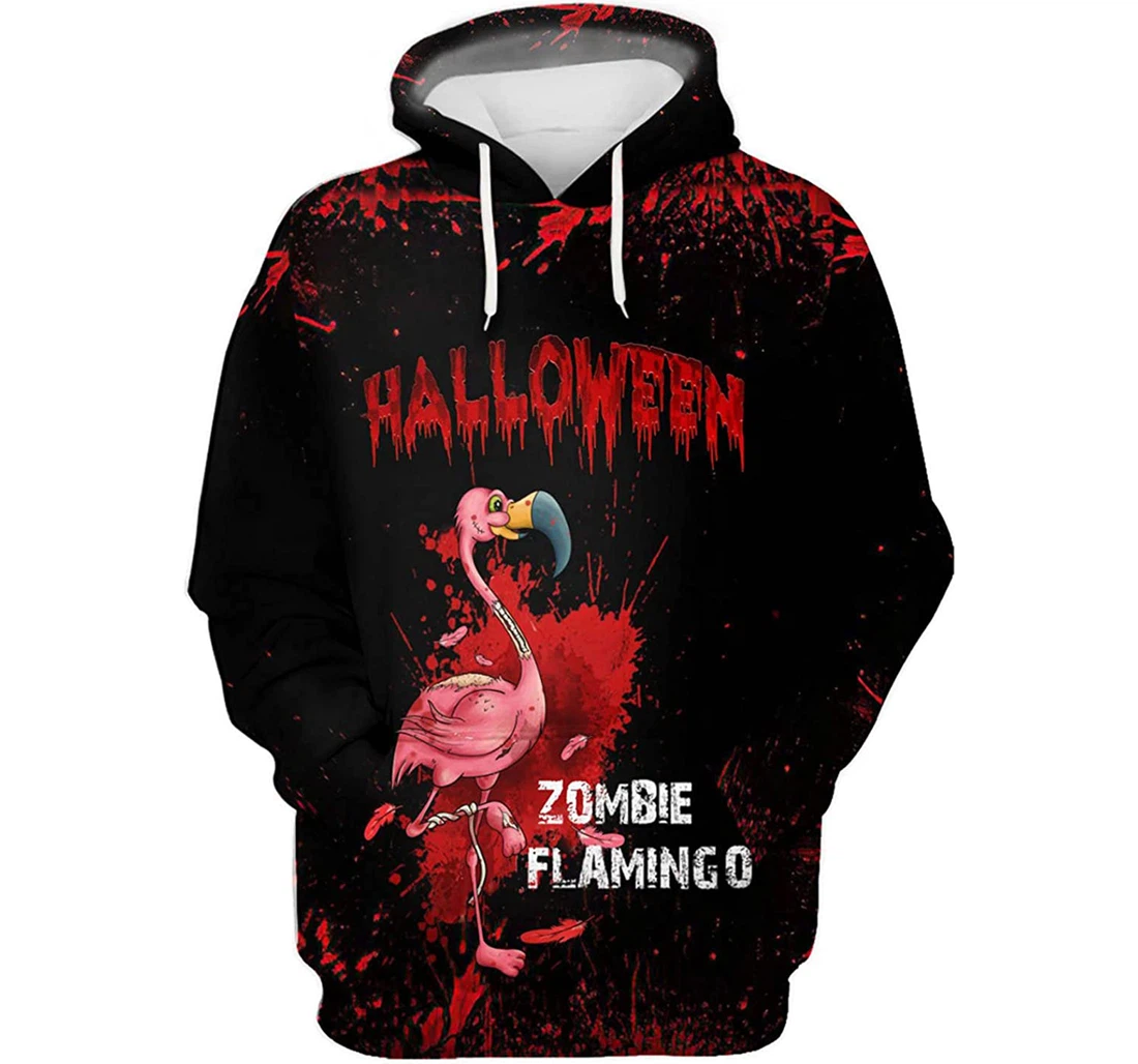 Halloween Blood Flamingo Zombie Style - 3D Printed Pullover Hoodie