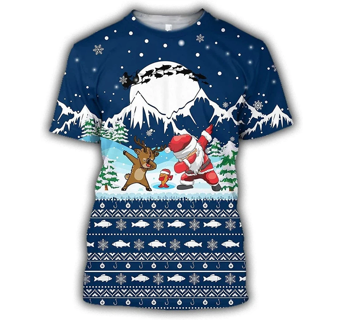 Personalized Christmas Santa Fishing Up - 3D Printed Pullover Hoodie