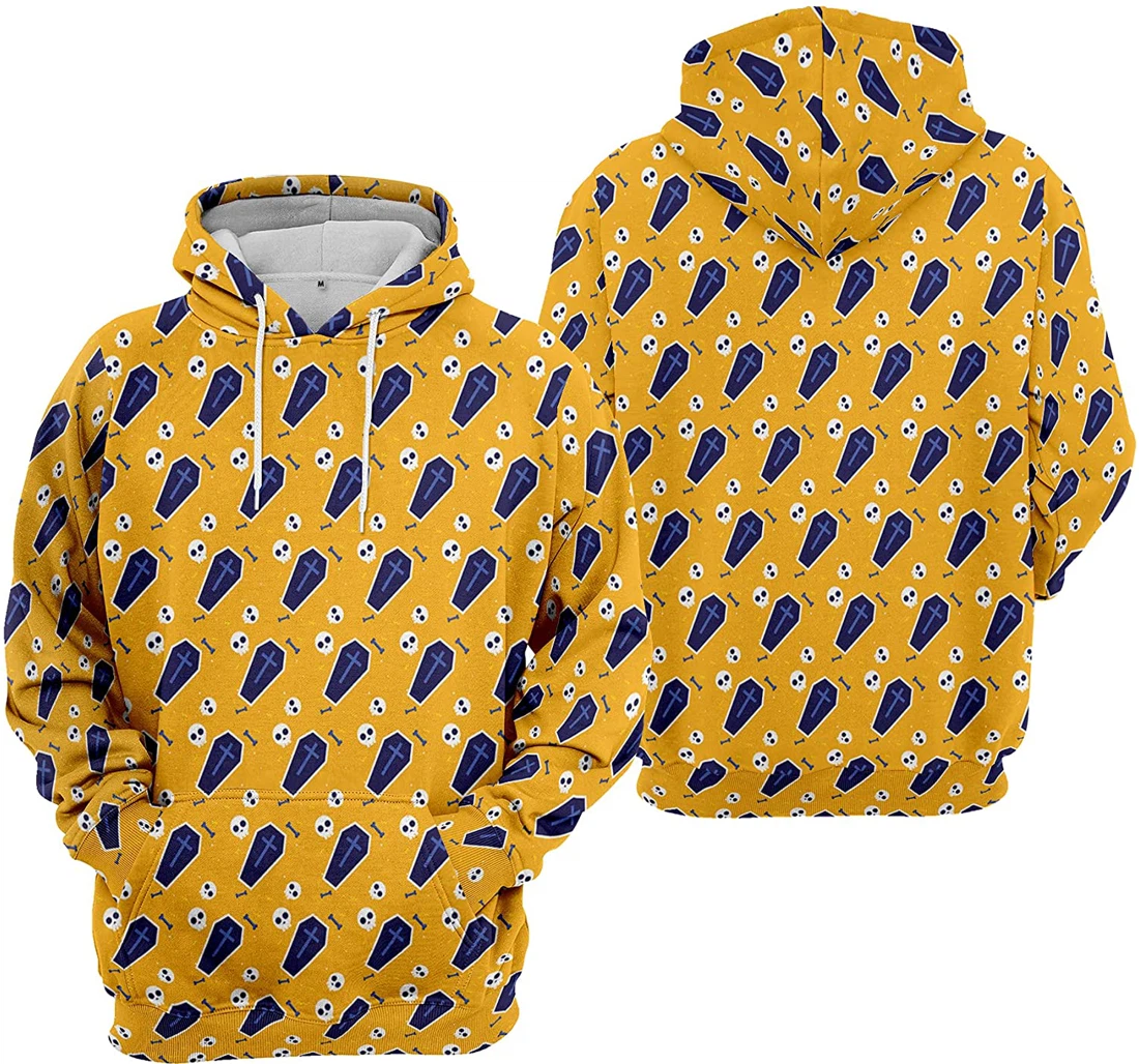 Cat Bat Cobweb Seamless Pattern Halloween - 3D Printed Pullover Hoodie