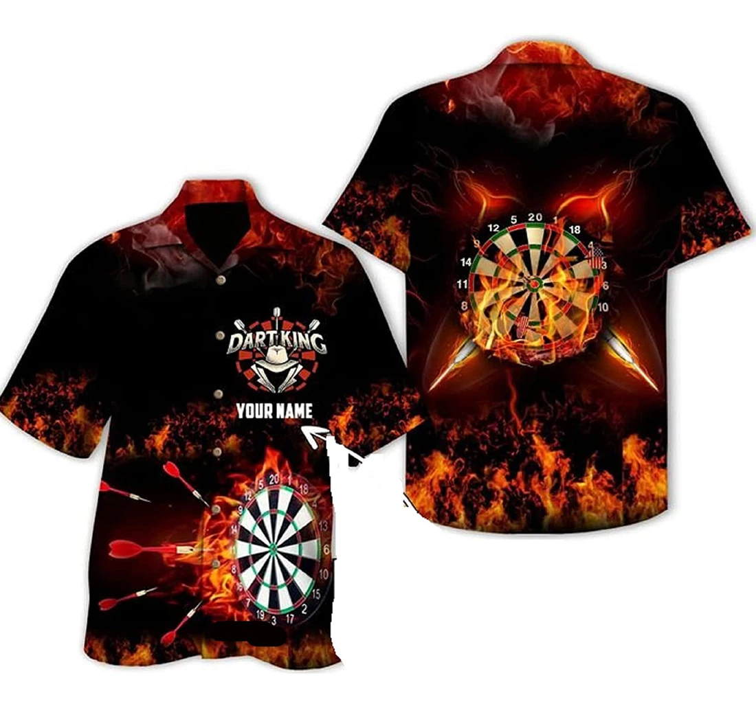 Personalized Darts Fire - Darts Black Custom Hawaiian Shirt, Button Up Aloha Shirt For Men, Women