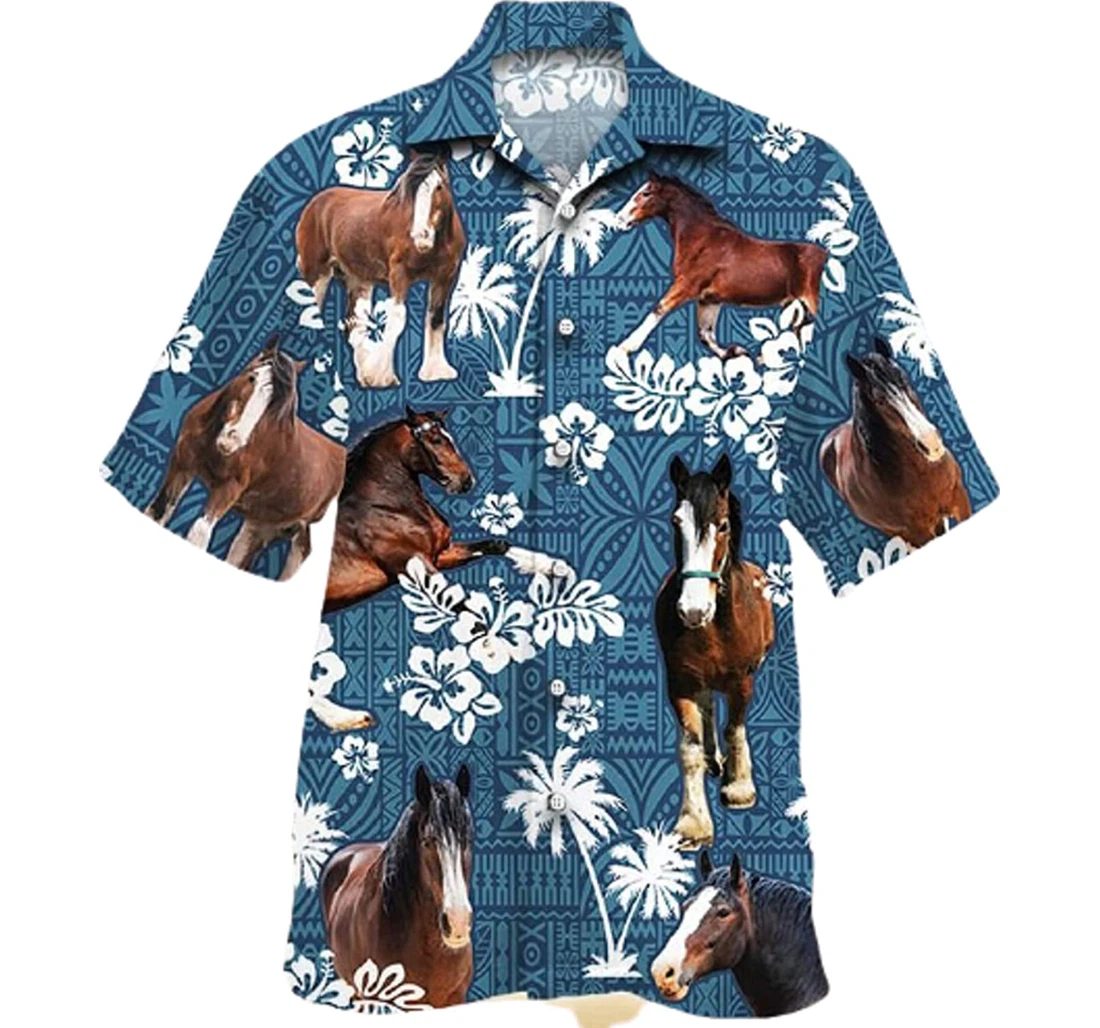 Appaloosa Horse Flower Gifts And White Hawaiian Shirt, Button Up Aloha Shirt For Men, Women