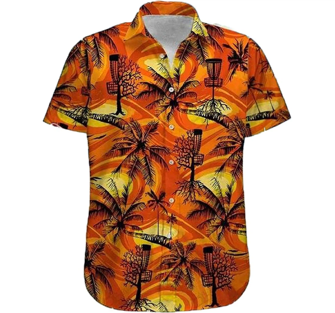 Disc Golf - Palm Tree Gift And White Hawaiian Shirt, Button Up Aloha Shirt For Men, Women