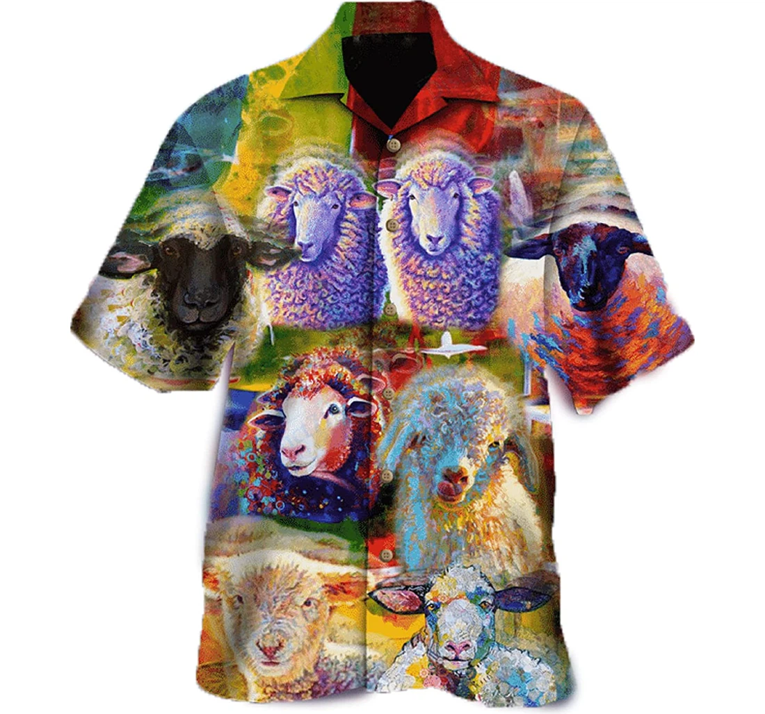 Colorful Sheep Christian, Gift And White Hawaiian Shirt, Button Up Aloha Shirt For Men, Women