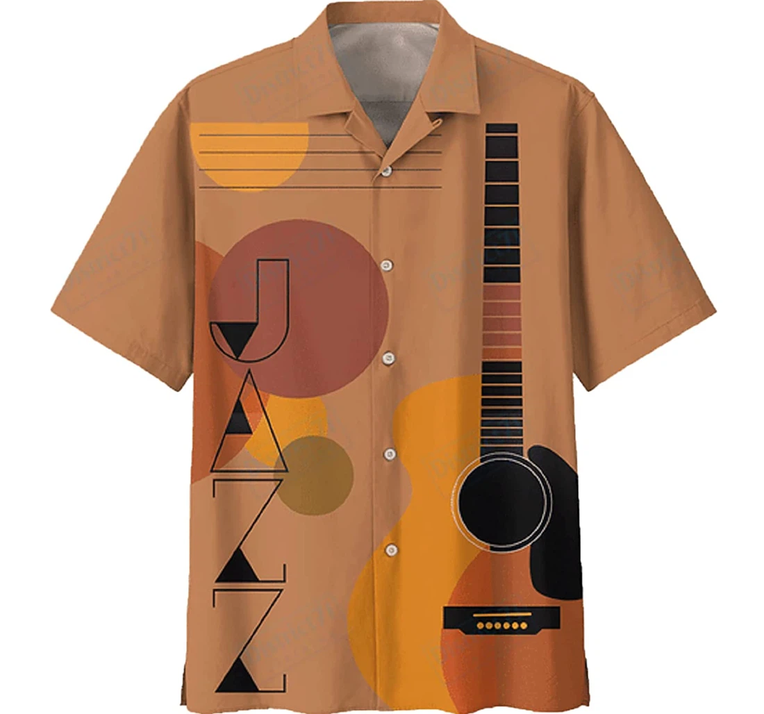 Guitar Jazz Guitar Lover, Gift And White Hawaiian Shirt, Button Up Aloha Shirt For Men, Women