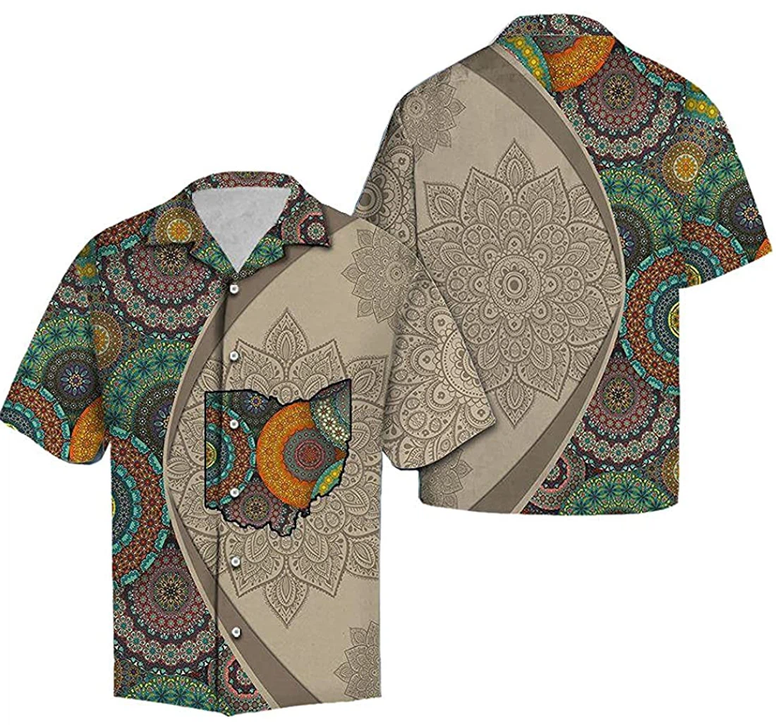 Ohio Mandala Soft Hawaiian Shirt, Button Up Aloha Shirt For Men, Women
