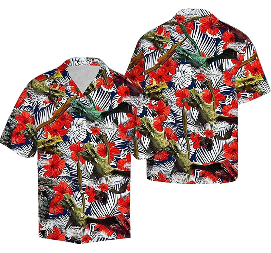 Dragon Hibiscus Flower Soft Hawaiian Shirt, Button Up Aloha Shirt For Men, Women