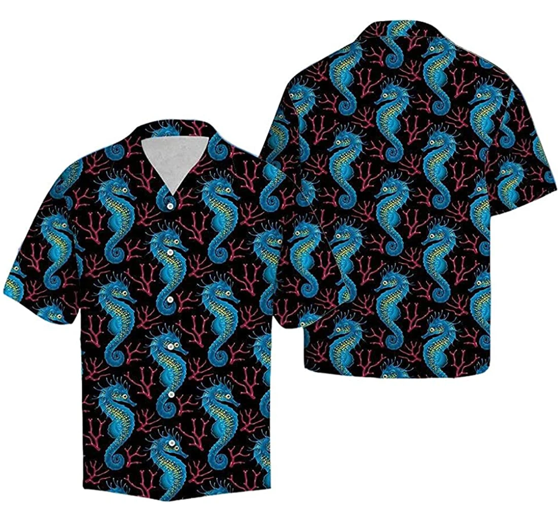 Lovely Sea Horse Soft Hawaiian Shirt, Button Up Aloha Shirt For Men, Women