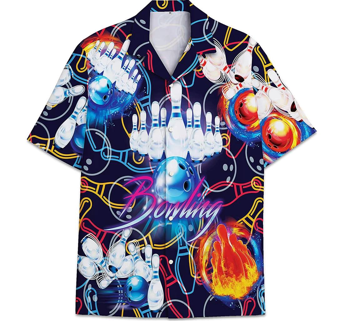 Bowling Funny Beach Shirts Hawaiian Shirt, Button Up Aloha Shirt For Men, Women