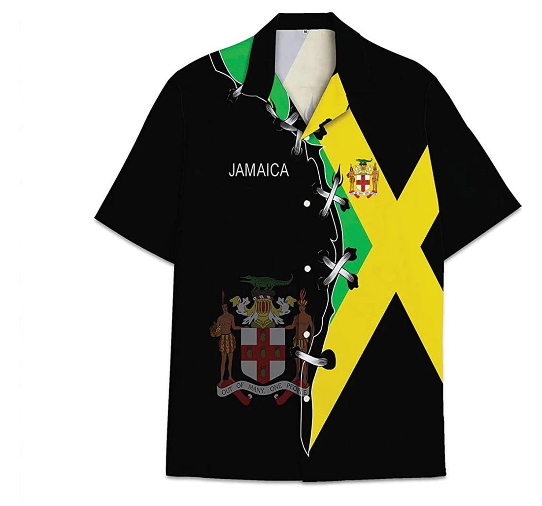 National Jamaica Flag Funny Beach Shirts Avic Hawaiian Shirt, Button Up Aloha Shirt For Men, Women