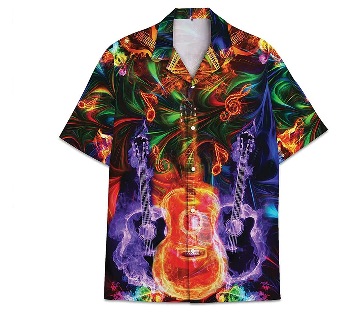 Music Guitar Funny Beach Shirts Hawai Avic Hawaiian Shirt, Button Up Aloha Shirt For Men, Women