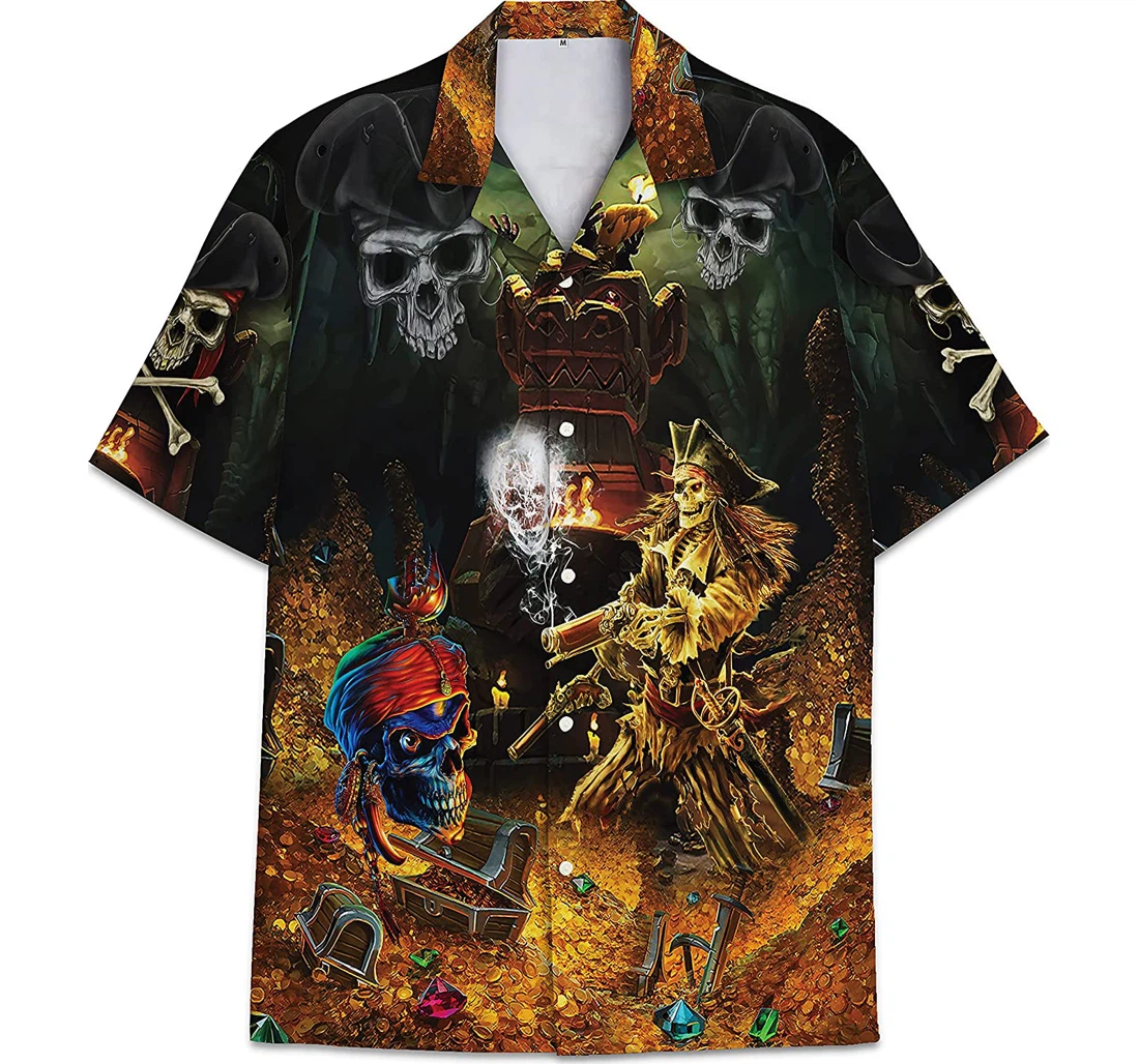 Pirate Funny Beach Shirts Hawaiian Shirt, Button Up Aloha Shirt For Men, Women