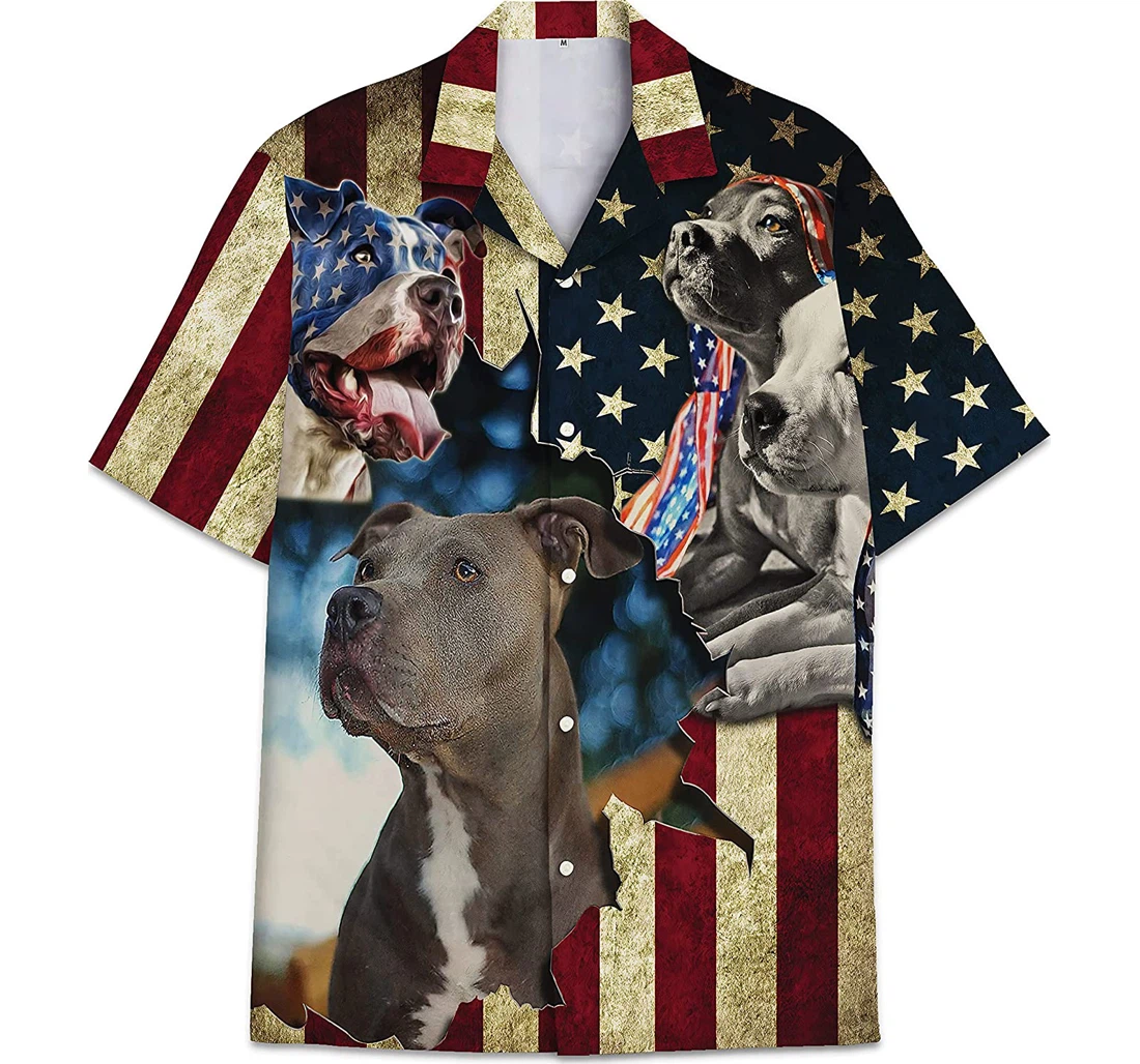 Dog Us Flag Funny Beach Shirts Hawaiian Shirt, Button Up Aloha Shirt For Men, Women