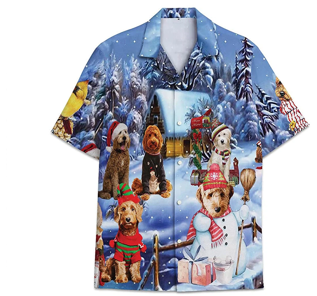 Poodle Dog Christmas Funny Beach Shirts Avic Hawaiian Shirt, Button Up Aloha Shirt For Men, Women