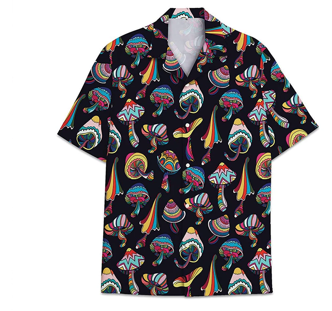 Mushroom Colorful Funny Beach Shirts Hawaiian Shirt, Button Up Aloha Shirt For Men, Women