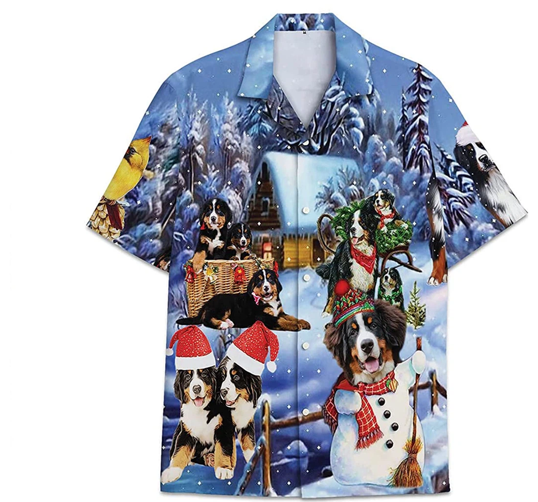 Dog Bernerse Christmas Funny Beach Shirts Hawaiian Shirt, Button Up Aloha Shirt For Men, Women