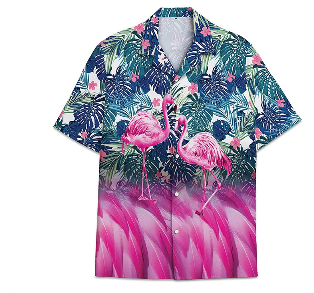 Flamingo Funny Beach Shirts Hawaiian Shirt, Button Up Aloha Shirt For Men, Women