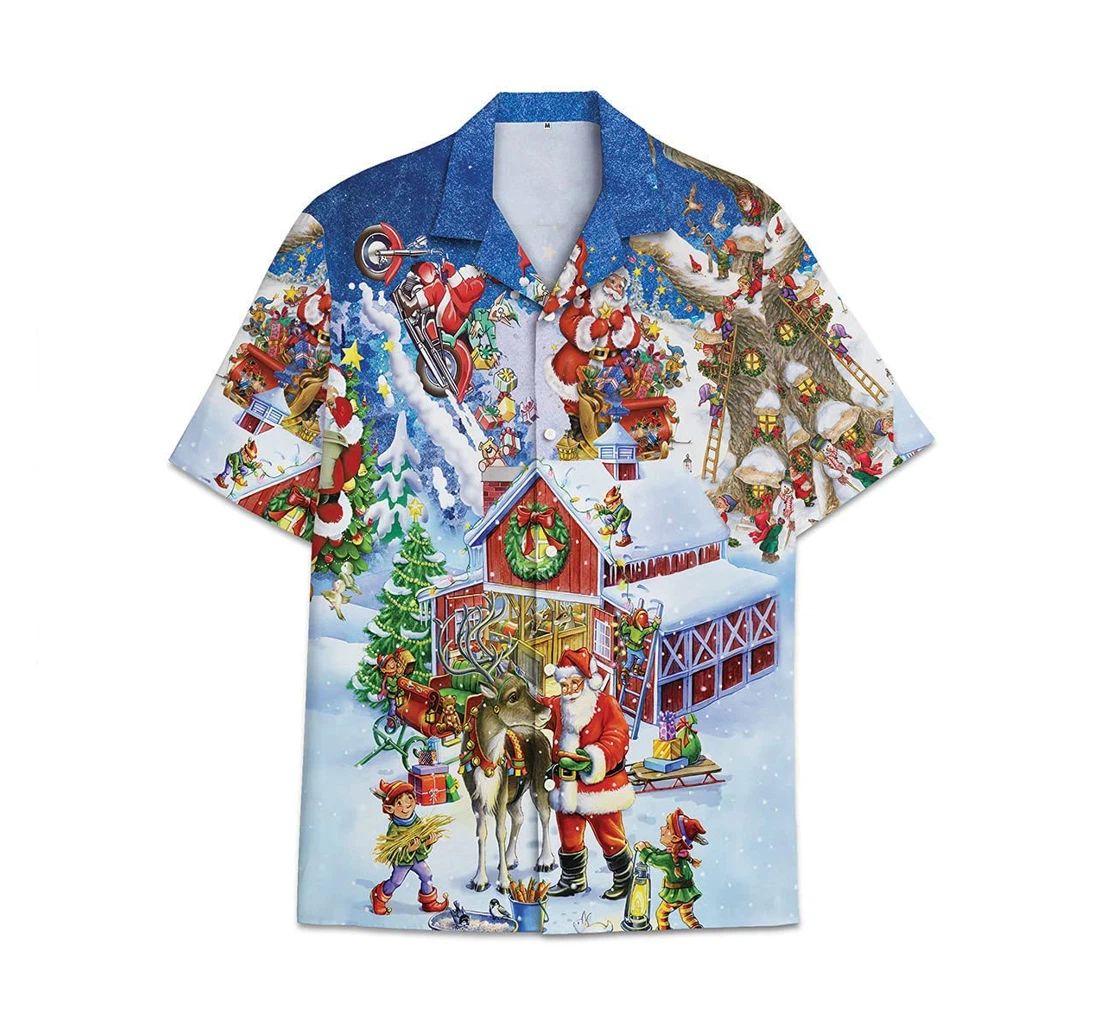 Christmas Santa Claus Snow Funny Beach Shirts Hawaiian Shirt, Button Up Aloha Shirt For Men, Women