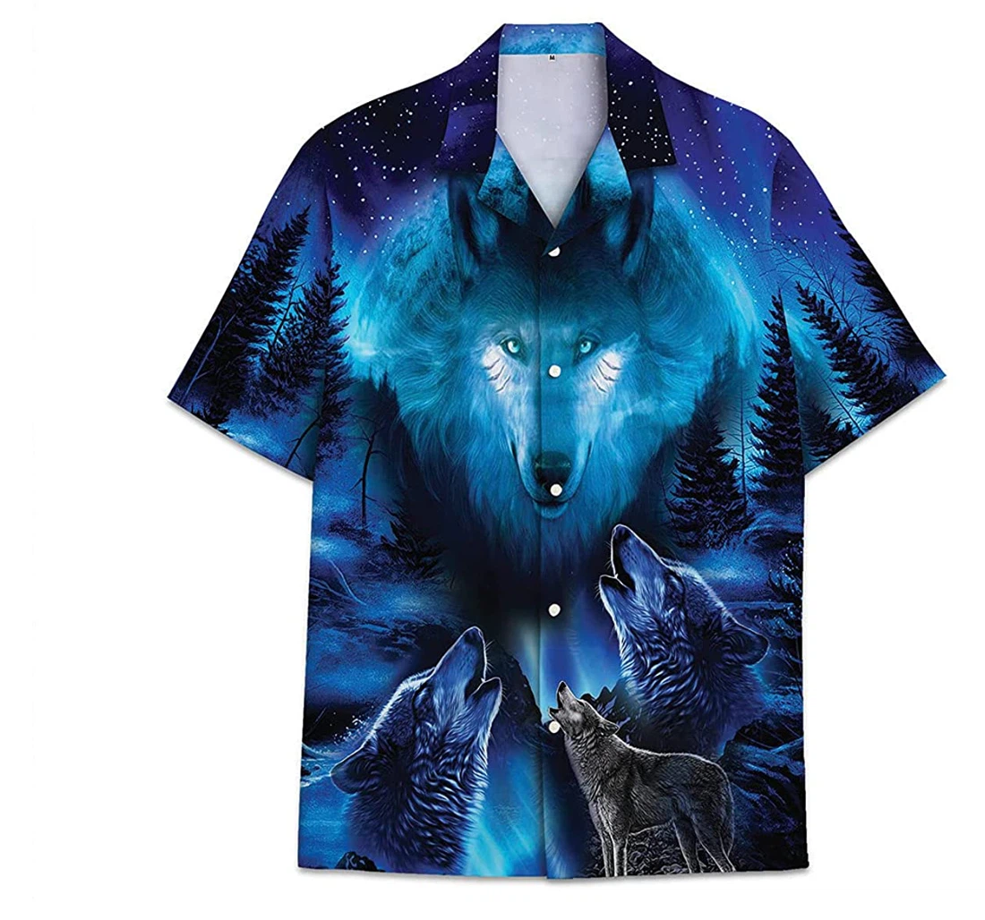 Galaxy Wolf Funny Beach Shirts Avic Hawaiian Shirt, Button Up Aloha Shirt For Men, Women