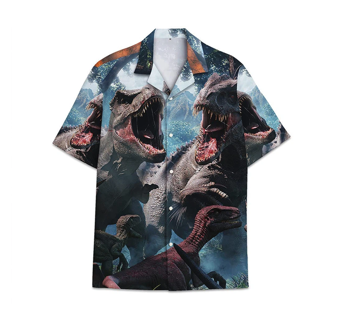 Dinosaur Funny Beach Shirts Hawai Avic Hawaiian Shirt, Button Up Aloha Shirt For Men, Women