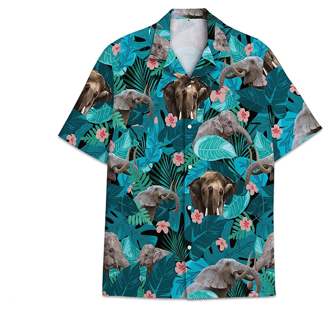 Elephant Funny Beach Shirts Hawaiian Shirt, Button Up Aloha Shirt For Men, Women